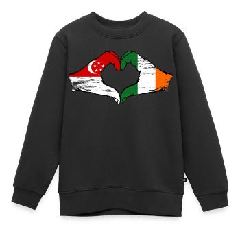 Singapur Irland Flagge Hände Herzform used - Kinder Premium Organic Sweatshirt - Schwarz - Vorne - AI Model Kid Female (0cm)