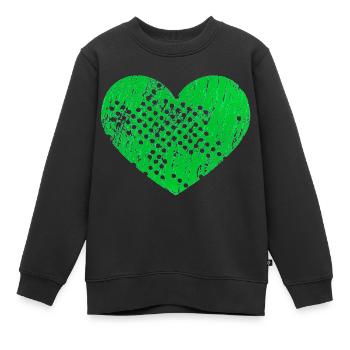 Coeur avec des trous (vert) - Sweat Premium enfant bio - noir - Devant - AI Model Kid Female (0cm)