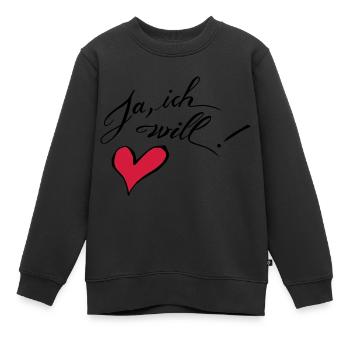 Ja, ich will! - Kinder Premium Organic Sweatshirt - Schwarz - Vorne - AI Model Kid Female (0cm)