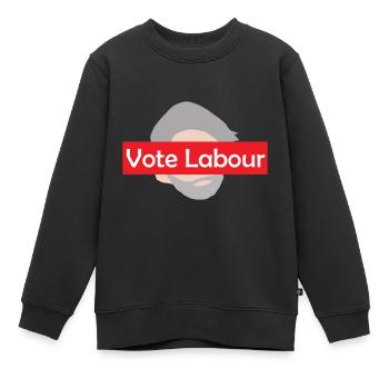 Vote Labor / Jeremy Corbyn - Sweat Premium enfant bio - noir - Devant - AI Model Kid Female (0cm)