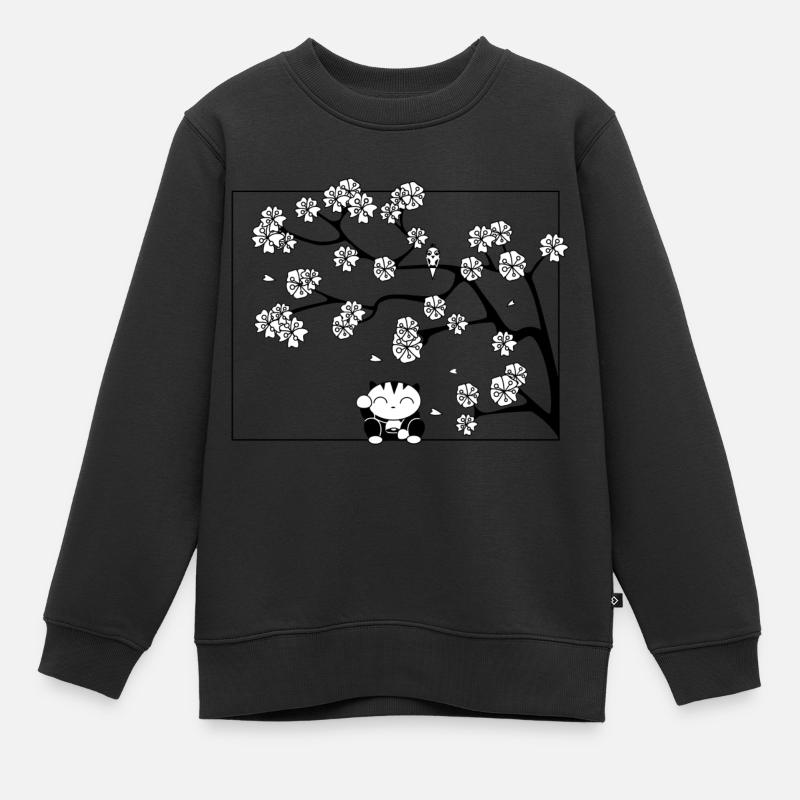 japan - katze-e - Kinder Premium Organic Sweatshirt - Schwarz
