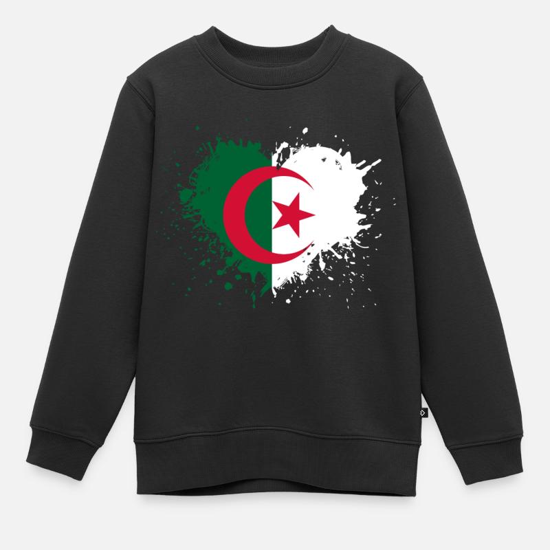 Coeur drapeau algerie - Sweat Premium enfant bio - noir