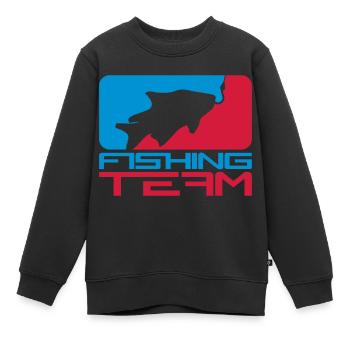 équipe de pêche sport logo poisson rouge bleu - Sweat Premium enfant bio - noir - Devant - AI Model Kid Female (0cm)