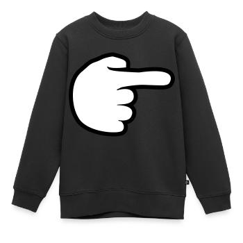 hand comic cartoon zeigen zeigefinger weg rechts l - Kinder Premium Organic Sweatshirt - Schwarz - Vorne - AI Model Kid Female (0cm)