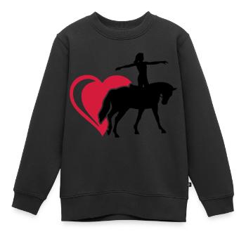 Herz Voltigieren - Kinder Premium Organic Sweatshirt - Schwarz - Vorne - AI Model Kid Female (0cm)
