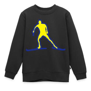 ski combine nordique fond dessin trace - Sweat Premium enfant bio - noir - Devant - AI Model Kid Female (0cm)
