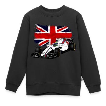 Racecar - Rennauto - Union Jack - UK Flag - Kinder Premium Organic Sweatshirt - Schwarz - Vorne - AI Model Kid Female (0cm)