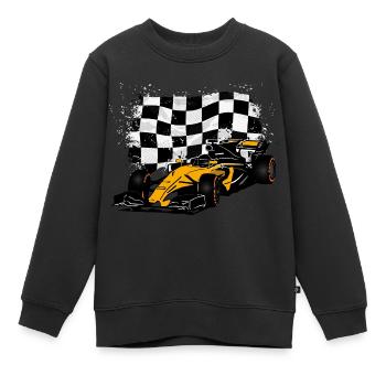 Racecar - Rennauto - Racing Flag - Kinder Premium Organic Sweatshirt - Schwarz - Vorne - AI Model Kid Female (0cm)