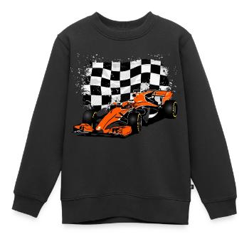 Racecar - Rennauto - Racing Flag - Kinder Premium Organic Sweatshirt - Schwarz - Vorne - AI Model Kid Female (0cm)