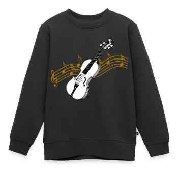 Geige mit Noten / Geige - Kinder Premium Organic Sweatshirt - Schwarz - Vorne - AI Model Kid Female (0cm)