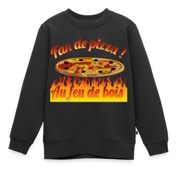 Fan de pizza - Sweat Premium enfant bio - noir - Devant - AI Model Kid Female (0cm)
