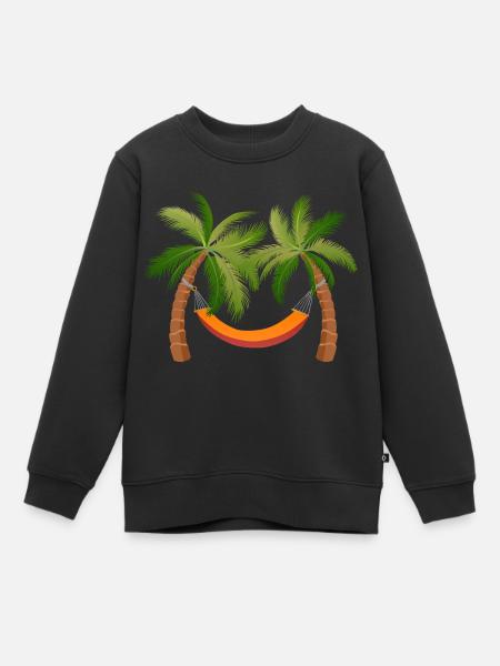 palmier hamac arbre vacances palmiers - Sweat Premium enfant bio - noir