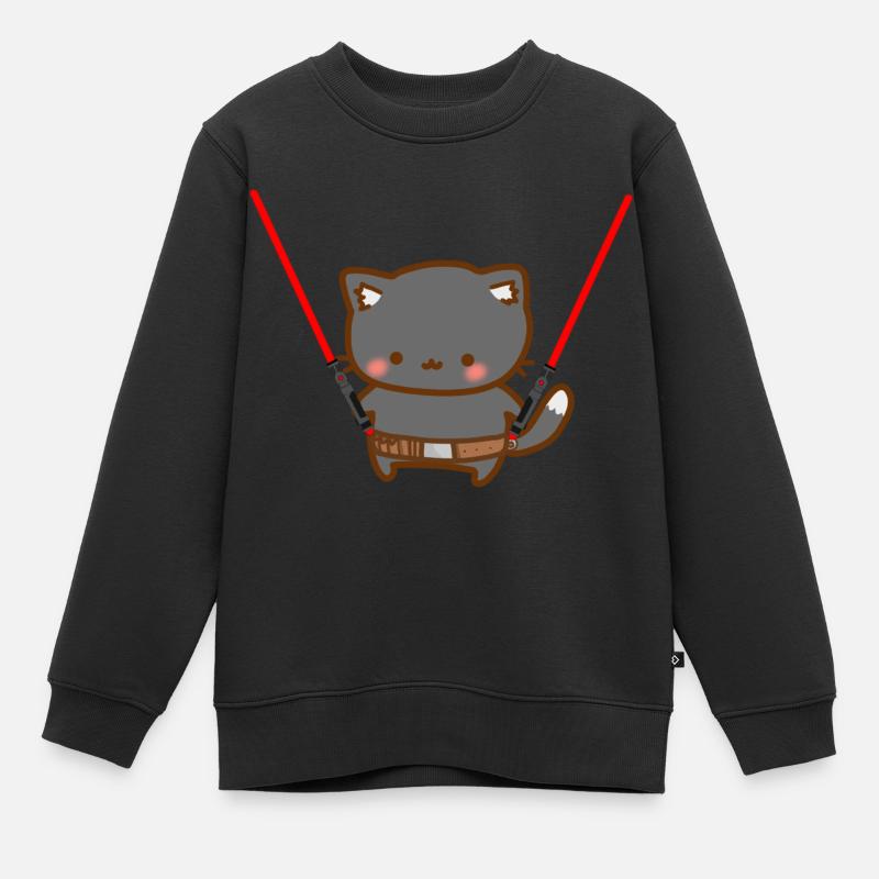 Chat mignon avec sabre laser rouge et un gür - Sweat Premium enfant bio - noir