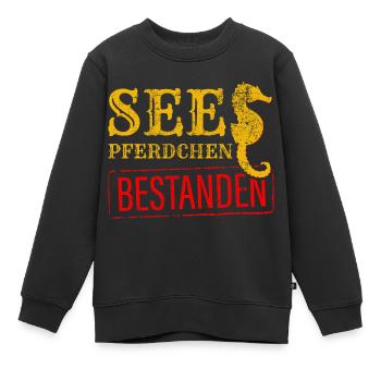 Schwimmabzeichen Seepferdchen Geschenk - Kinder Premium Organic Sweatshirt - Schwarz - Vorne - AI Model Kid Female (0cm)