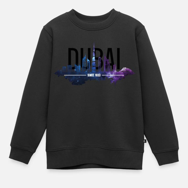 DUBAI SKYLINE - Kinder Premium Organic Sweatshirt - Schwarz