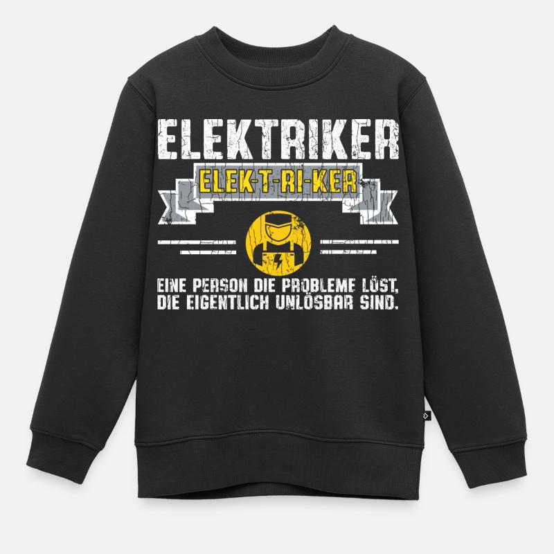 Elektriker der Probleme löst - Kinder Premium Organic Sweatshirt - Schwarz