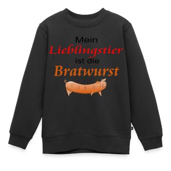Lieblingstier Bratwurst - Kinder Premium Organic Sweatshirt - Schwarz - Vorne - AI Model Kid Female (0cm)