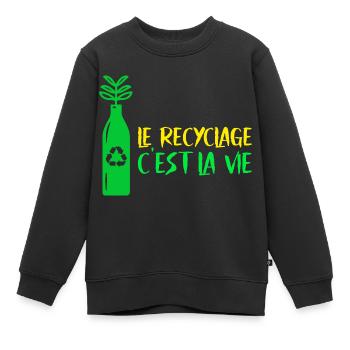 Le recyclage c est la vie - Sweat Premium enfant bio - noir - Devant - AI Model Kid Female (0cm)