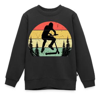 Retro Sonne Stuntscooter Stunt Roller - Kinder Premium Organic Sweatshirt - Schwarz - Vorne - AI Model Kid Female (0cm)