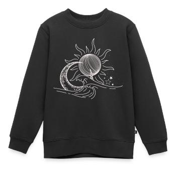 Mond Sonne Sterne Umweltschutz Natur Gezeiten - Kinder Premium Organic Sweatshirt - Schwarz - Vorne - AI Model Kid Female (0cm)
