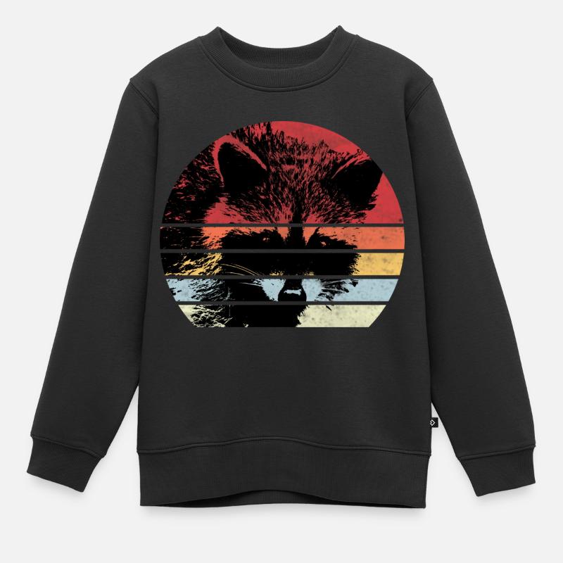 Raton laveur Retro - Sweat Premium enfant bio - noir