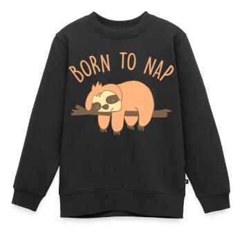 PARESSE NÉ POUR LA SIESTE - Sweat Premium enfant bio - noir - Devant - AI Model Kid Female (0cm)