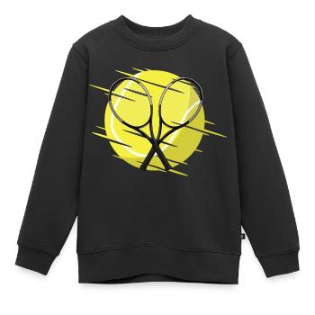 Tennisschläger und Tennisball - Kinder Premium Organic Sweatshirt - Schwarz - Vorne - AI Model Kid Female (0cm)