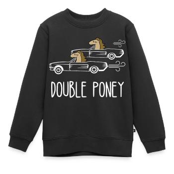 double poney - Sweat Premium enfant bio - noir - Devant - AI Model Kid Female (0cm)