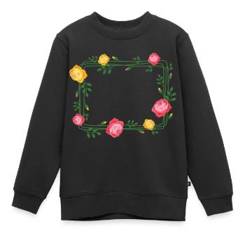 rectangle chapelet - Sweat Premium enfant bio - noir - Devant - AI Model Kid Female (0cm)