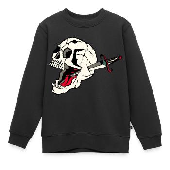Schädel durchbohrt Todesknospendolch der alten Schule - Kinder Premium Organic Sweatshirt - Schwarz - Vorne - AI Model Kid Female (0cm)