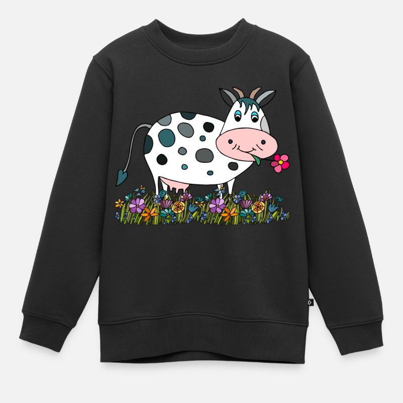 Kuh - Kinder Premium Organic Sweatshirt - Schwarz