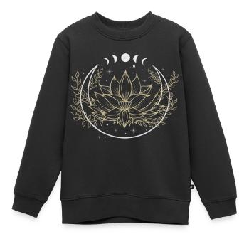 Mond Blume Lotus - Kinder Premium Organic Sweatshirt - Schwarz - Vorne - AI Model Kid Female (0cm)