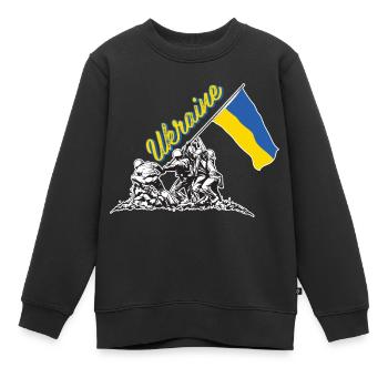 lever du drapeau ukraine - Sweat Premium enfant bio - noir - Devant - AI Model Kid Female (0cm)