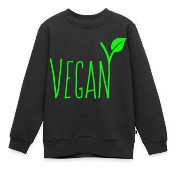 Vegan Schrift Text Grün Schriftzug - Kinder Premium Organic Sweatshirt - Schwarz - Vorne - AI Model Kid Female (0cm)