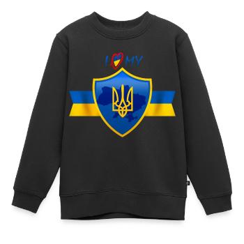 J’aime mon pays, l’Ukraine, t-shirt - Sweat Premium enfant bio - noir - Devant - AI Model Kid Female (0cm)