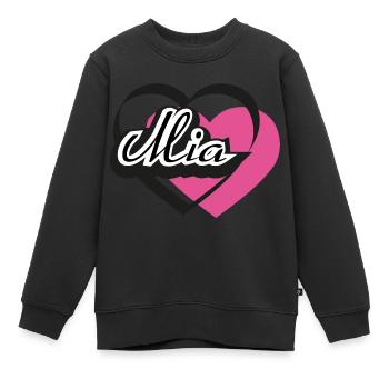 Name Mia Herz - Kinder Premium Organic Sweatshirt - Schwarz - Vorne - AI Model Kid Female (0cm)