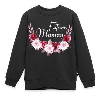 future maman idée cadeau - Sweat Premium enfant bio - noir - Devant - AI Model Kid Female (0cm)