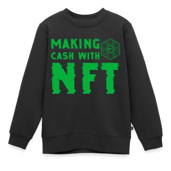 Making cash with NFT - Sweat Premium enfant bio - noir - Devant - AI Model Kid Female (0cm)