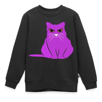 Fat CAT fetter Kater Galahad Histoire - Sweat Premium enfant bio - noir - Devant - AI Model Kid Female (0cm)
