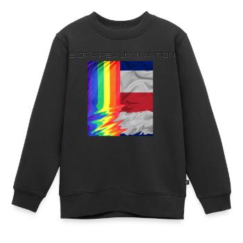 2 DRAPEAUX, 1 NATION LGBTQ x FRANCE - Sweat Premium enfant bio - noir - Devant - AI Model Kid Female (0cm)