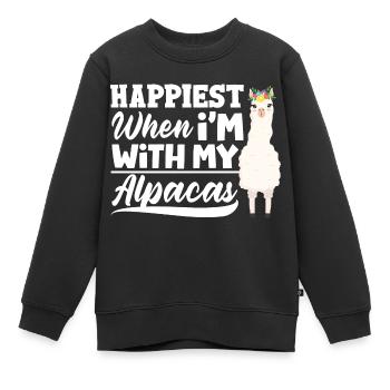 mammifères ll’alpaga le plus heureux quand je suis avec mon - Sweat Premium enfant bio - noir - Devant - AI Model Kid Female (0cm)