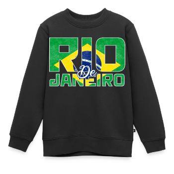 Rio de Janeiro Brésil Drapeau - Sweat Premium enfant bio - noir - Devant - AI Model Kid Female (0cm)