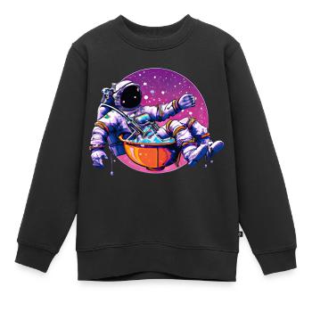 Funky Astronaut im Weltraum nimmt ein Bad - Kinder Premium Organic Sweatshirt - Schwarz - Vorne - AI Model Kid Female (0cm)