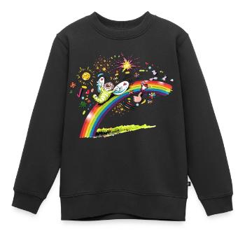 Blühwürmchen auf dem Regenbogen - Kinder Premium Organic Sweatshirt - Schwarz - Vorne - AI Model Kid Female (0cm)