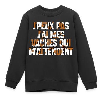 Ich kann nicht, ich habe meine Kühe, die auf mich warten - Kinder Premium Organic Sweatshirt - Schwarz - Vorne - AI Model Kid Female (0cm)