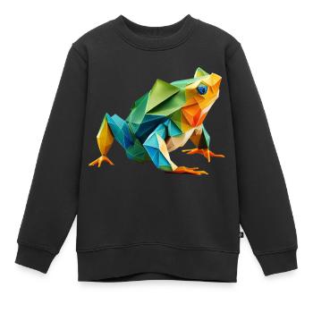 Origami Geometrie Frosch bunt modern arty - Kinder Premium Organic Sweatshirt - Schwarz - Vorne - AI Model Kid Female (0cm)