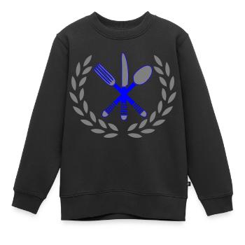 besteck kochen - Kinder Premium Organic Sweatshirt - Schwarz - Vorne - AI Model Kid Female (0cm)