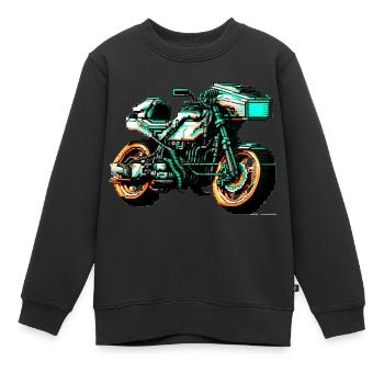 Rennmaschine Motorrad in toller 8 Bit Grafik - Kinder Premium Organic Sweatshirt - Schwarz - Vorne - AI Model Kid Female (0cm)