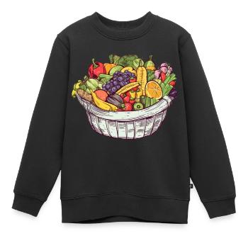 Un panier rempli de légumes et de fruits, transparent - Sweat Premium enfant bio - noir - Devant - AI Model Kid Female (0cm)