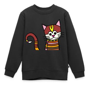 Cute Patchwork Doodle Kitten Portrait - Kids Premium Organic Sweatshirt - black - Front - AI Model Kid Female (0cm)